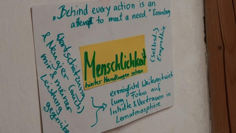 Flipchart mit Bedürfnissen aus der GFK-Jahresausbildung